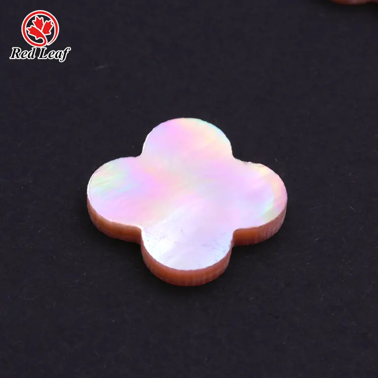 JEWELRY WHOLESALE Redleaf Jewelry 5A New Product Natural Shell Gemstones Pink Color Four Leaf Clover Shape Loose Natural stone for sale