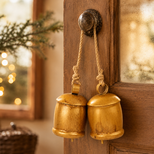 Campana Doble Metálica Personalizada con Cuerda <span class=keywords><strong>de</strong></span> Yute, Forma Recta, Weisita, para Decoración Navideña <span class=keywords><strong>de</strong></span> Puertas y Casas <span class=keywords><strong>de</strong></span> Campo - Product Image 3
