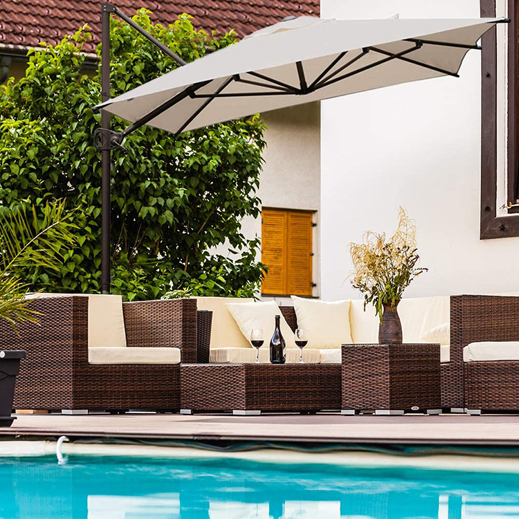 Humilde Offset Patio paraguas Rectangular voladizo paraguas colgar jardín paraguas con manivela y fácil de inclinación