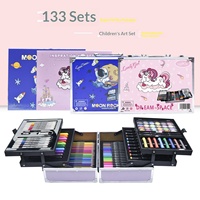 Ensemble d'outils de dessin pour enfants multicolores de 133 pièces, boîte en aluminium, fournitures artistiques, crayons d'eau, crayons de couleur, crayons de couleur à l'huile, dessin DIY
