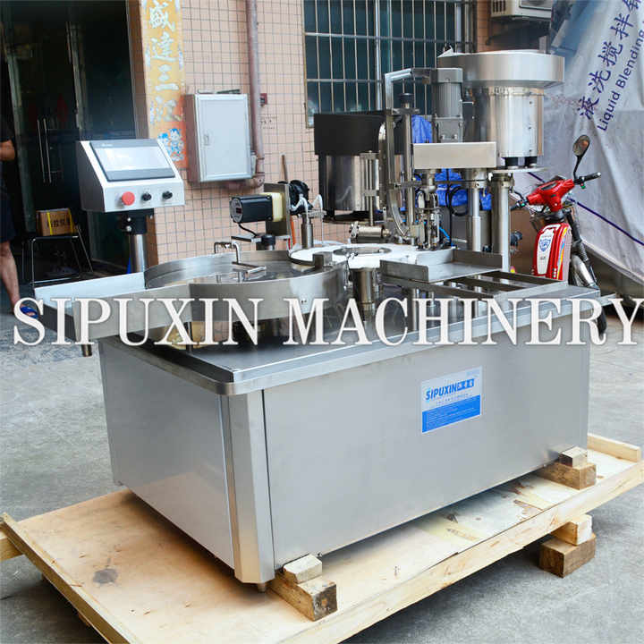 SIPUXIN Fully Automatic Pneumatic Glass Bottle Filling Machine Small Round with Heating for Oil PLC Components Included