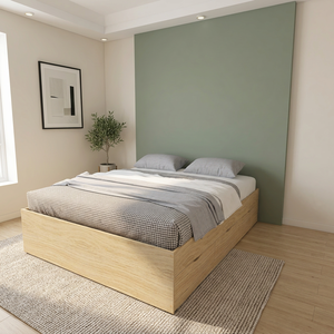 Cadre de lit double moderne en bois avec design à panneaux Modèle 2257 Meubles de chambre à coucher SILVER - Product Image 3