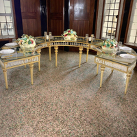 Tables de salle à manger rondes de luxe en acier inoxydable doré pour événements, mariages, fêtes et hôtels
