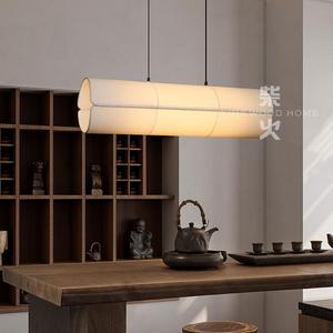 Lustre de style chinois pour salon de thé, long luminaire suspendu LED blanc pour restaurant zen, éclairage de comptoir de bar - Product Image 2