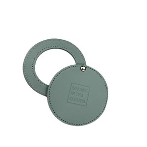Custom logo Debossed Twist Rotate Mini Pu Leather Mirror Amy Green Color