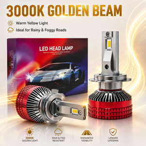ใหม่150W ไฟหน้ารถ30000LM 3000K สีเหลือง H4 H7 H11หลอดทองแดงคู่ + 15000 RPM พัดลมไร้เสียง CANbus พร้อม xview - Product Image 1