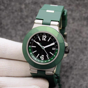 Montre à quartz de luxe pour homme, style GMT, cadran en aluminium de 40 mm, bracelet en caoutchouc, montre-bracelet sportive décontractée avec boîte cadeau - Product Image 2