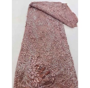 Robe en dentelle africaine Styles de luxe blanc perlé cristal strass tissu dentelle d'Europe pour vêtements femmes - Product Image 1