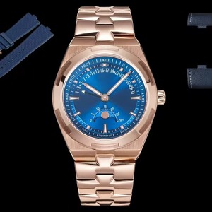 Montre de Luxe Automatique Mécanique à Phases de Lune et Date Rétrograde, Cadran Bleu, Bracelet en Métal Or Rose, Lumineuse, Tendance 2026 - Product Image 2