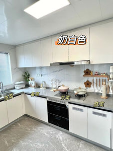 Armoires de <span class=keywords><strong>cuisine</strong></span> modernes en bois gris sans poignées avec un design de panneau bicolore, écologiques pour les cuisines urbaines ouvertes - Product Image 5