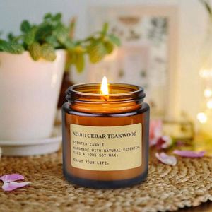 Custom 4 Pack Scented Candle Set Soy Wax Aromatherapy Candles for Home <b>Decoration</b> Amber Glass <b>Jar</b> Candle Gift for Women - Product Image 2