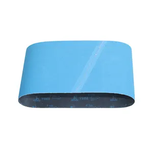 Sabuk pengamplasan 100*610mm biru zirkonium Alumina amplas gulungan grit 80-240 kain poliester abrasif untuk kayu/logam finishing