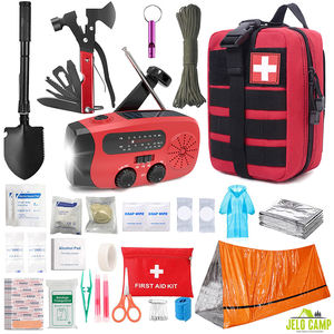 Popular Radio de Emergencia para Terremotos SOS Aventura Kit de Primeros Auxilios de 66 Piezas con Herramientas y Equipo Esencial de Supervivencia para Trauma Senderismo en la Naturaleza y Viajes - Product Image 1