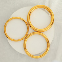 Bracelet classique en acier titane plaqué or 18 carats et argent, minimaliste, rond, polyvalent, bijou quotidien pour femme