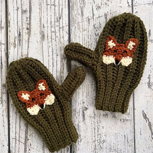 Moufles d'hiver personnalisées pour enfants Moufles d'animaux au crochet Mitaines de renard au crochet faites à la main pour enfants - Product Image 2