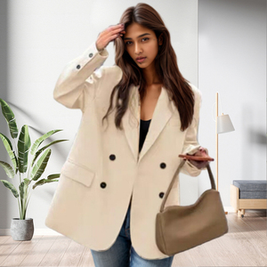 Traje de Color Sólido con Cuello de Solapa, Formal, para Mujer, Doble Botonadura, a la Moda - Product Image 4