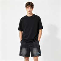 Shorts Bermuda à Jambes Larges Kornit DTG, Motif Aile d'Ange Rétro, Étiquette Gothique Petite, Graphique Éclaboussant, Coupe Ample, Ourlet Brut, Décontracté, avec Cordon de Serrage