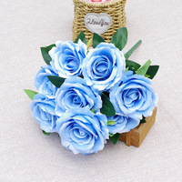Hochzeits-Dekorative 9-Köpfige Seidenrosen-Bouquet Künstliche Blumen Rose für Heim-Dekoration