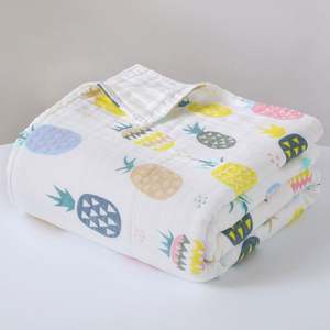 Serviette carrée pour bébé en gaze de coton 100% 6 couches 110*110cm Thème mignon de fruits et de nourriture en dessin animé Couverture en mousseline - Product Image 2