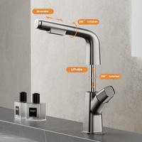 Robinet de lavabo moderne de luxe monotrou en laiton gris monté sur mitigeur lavabo classique en céramique chaud froid pour salle de bain