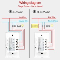 SLS WiFi RF télécommande intelligente interrupteur de lumière tactile pour Tuya 220V pas de panneau de verre neutre 1 gang 10A 240V pour l'Australie et les États-Unis