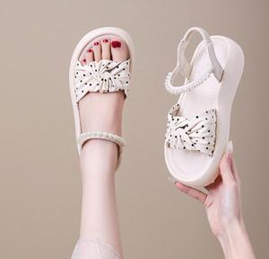 <span class=keywords><strong>Sandalias</strong></span> de Plataforma con Lazo de Puntos, Suela Gruesa y Alta, Frescas y Versátiles, Novedad de Verano - Product Image 5