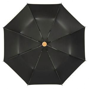 Parapluie pliant manuel compact anti-UV en pongé, personnalisé, avec poignée en bois, 8 baleines, 3 sections, pour cadeaux d'affaires - Product Image 3