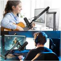 Support de microphone réglable à bras articulé 360° directement de l'usine °   Support de microphone rotatif pour studio de jeu et diffusion AUKI