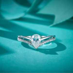 Anillo de Bodas de compromiso clásico para mujer 5*7mm gota de agua VVS Moissanite corte de pera diamante GRA certificado para fiestas de aniversario - Product Image 2