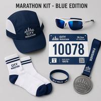 Kit événementiel de marathon personnalisé avec logo : Casquette de course, lunettes de soleil, dossard, médaille, chaussettes, bracelet – Ensemble promotionnel sportif en gros