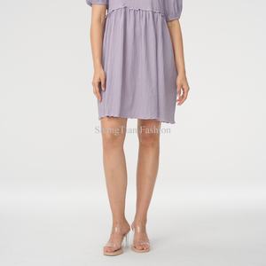 Robe d'été décontractée élégante et personnalisée pour femme, en coton doux et respirant, à col carré et volants amples - Product Image 5