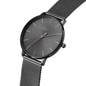 Montre minimaliste pour homme avec logo personnalisé, marque privée populaire, bracelet en <span class=keywords><strong>maille</strong></span> ultra-fin à dégagement rapide, cadran noir simple - Product Image 6