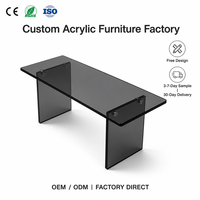 Table à manger en acrylique noir sur mesure pour salon - Pieds en acier inoxydable réglables en hauteur - Design moderne - Meubles de salle à manger