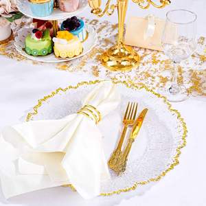 Assiette de présentation moderne en acrylique transparent doré, écologique, 13 pouces, peinte à la main, pour mariages et événements - Product Image 4