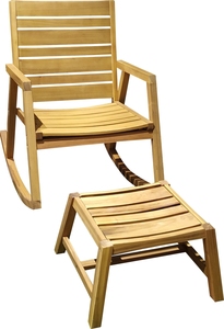 Chaise longue en bois rustique d'extérieur avec repose-pieds-Mobilier de patio/jardin en bois massif confortable et durable pour le salon/la cour - Product Image 4