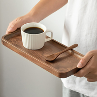 Uitstekende Zwarte Walnoot Hout Thee Dienblad Koffie Fruit Dessert Cake Snack Voedsel Opslag Hout Serveerschaal