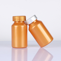 Flacon en PET orange pour capsules avec option de bouchon métallisé, pot vide pour emballage de capsules, comprimés, vitamines et suppléments