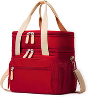 Grand sac à lunch à double compartiment réutilisable et étanche Oxford avec logo personnalisé fourre-tout glacière à grande ouverture pour le travail, le pique-nique et la randonnée