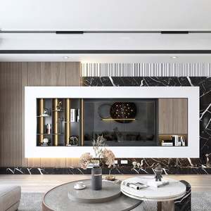 Meubles de télévision sur mesure SANTOPOVA, unités de meubles de télévision, cheminée, éclairage LED moderne, design mural LCD, supports de meubles, unité de télévision, armoire - Product Image 4