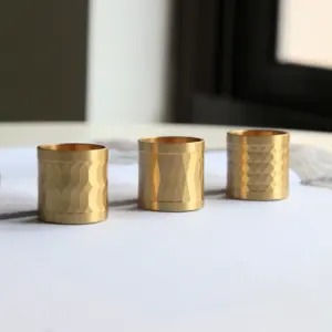 Maxery Unique Decorative Small Brass Candle Holder Metal Taper Candlestick Candle Containers Candle Jar for Wedding Housewarming