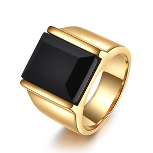 Men's Geometric <b>Turquoise</b> Stainless Steel <b>Ring</b> 10MM Square Bezel Setting Fashion Jewelry Gift - Product Image 4