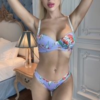 Penjualan laris kualitas baik pakaian dalam berpola bunga kustom Bra Push up lucu dan celana dalam Set malam untuk wanita