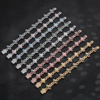 DH00021Hip-Hop Rap trèfle à quatre feuilles Bracelet à la mode Cool élégant haut de gamme 5A Zircon collier bijoux colorés