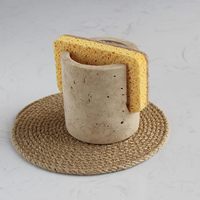 Porte éponge en travertin naturel pour évier de cuisine Séchoir à linge compact Organisateur d'évier en travertin beige