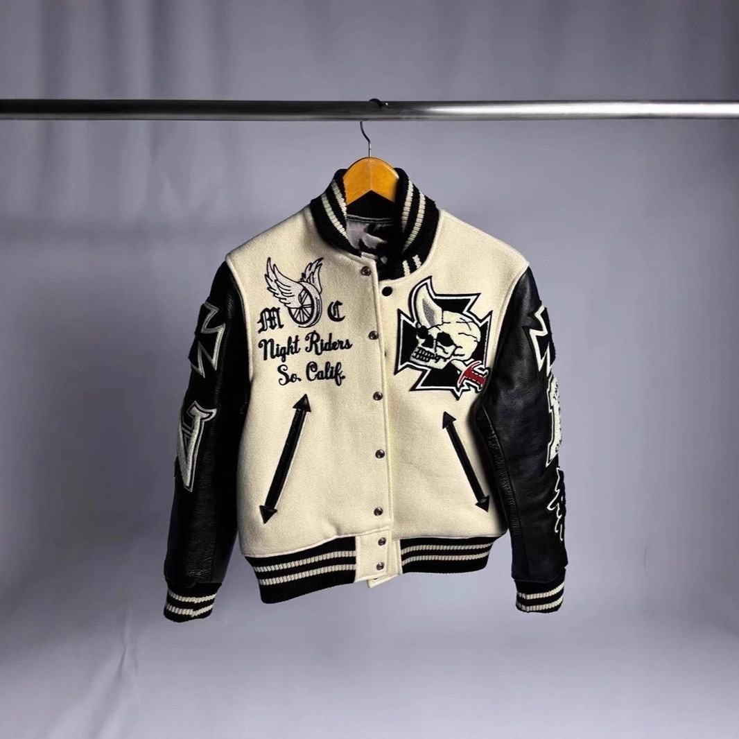 Skull Varsity Jacket - Men's Embroidered Winter Style