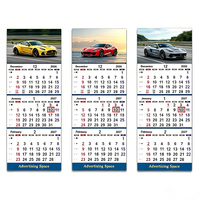 Impression de calendriers muraux personnalisés en gros, tri-pliés, 3 mois, 2027, calendrier mural vertical pour la publicité automobile et commerciale