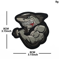 Écusson brodé en tissu polyester-coton sur le thème du fitness, motif crâne animal et haltères, badge moral tactique pour vêtements
