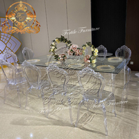 Table à manger rectangulaire en acrylique transparent bon marché de luxe