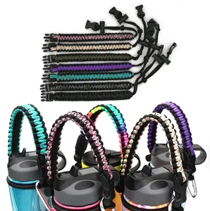 12 oz to 64oz Wide Mouth Water Bottle Handmade Survival Paracord Bottle Holder With Compass And Carabiner