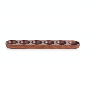 Porta Huevos de Madera con 6 Ranuras, Diseño Lineal de Una Sola Fila, en Roble y Nogal Pulido, 50 ml, Cestas de Almacenamiento Económicas para Espacios Pequeños - Product Image 1